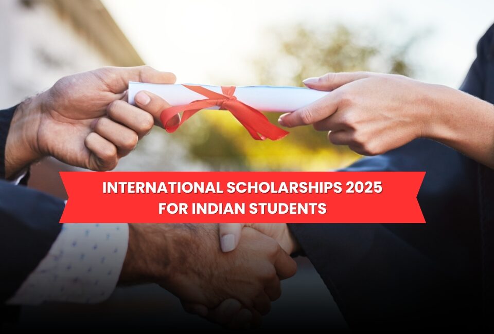 Indian student receiving a graduation certificate symbolizing international scholarships 2025