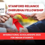 **Alt Text:** Graduation image representing Stanford Reliance Dhirubhai Fellowship with Reliance Industries logo.